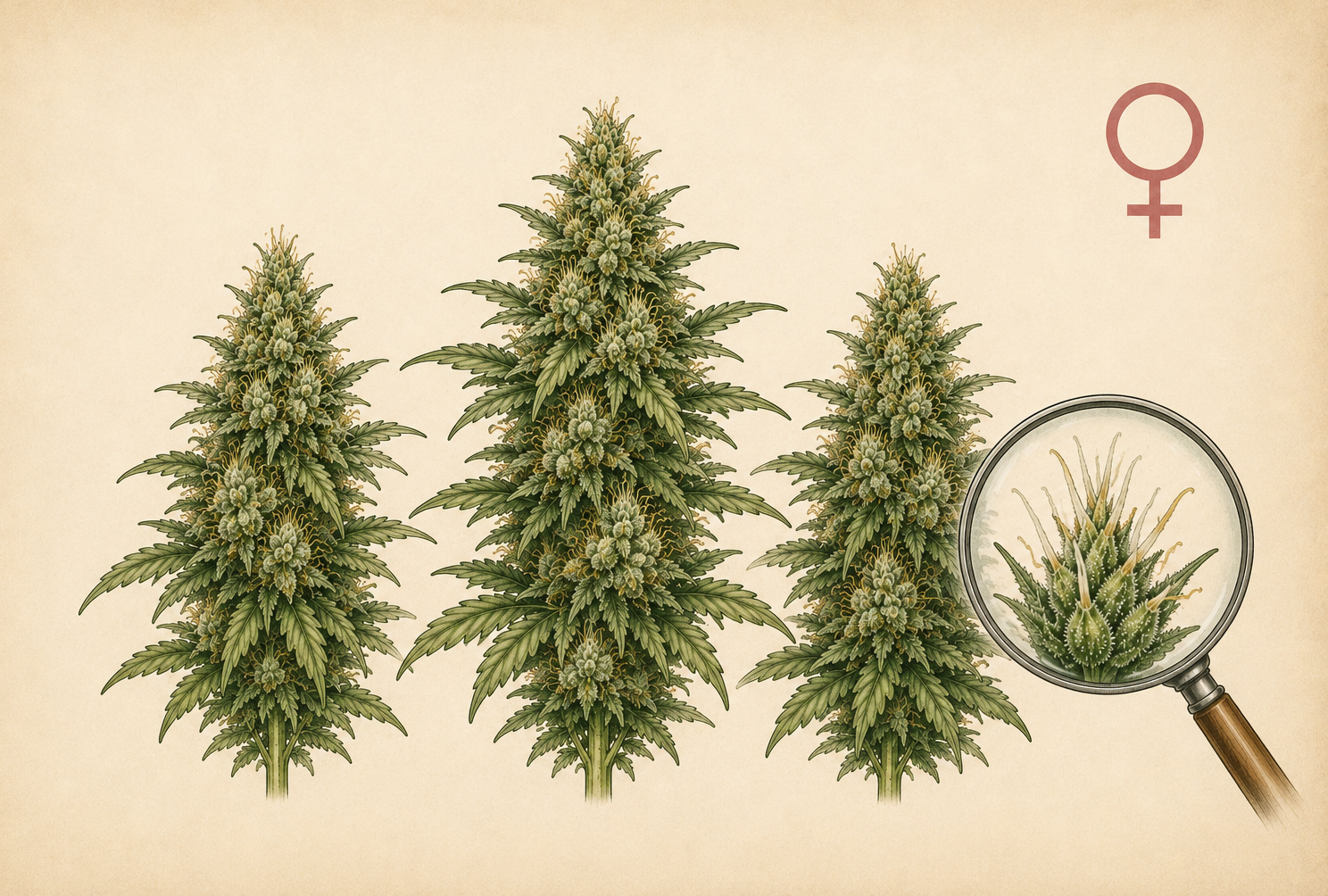 Feminisierte Cannabispflanze mit harzigen weiblichen Blüten — Photoperiode-Genetik von Pyramid Seeds