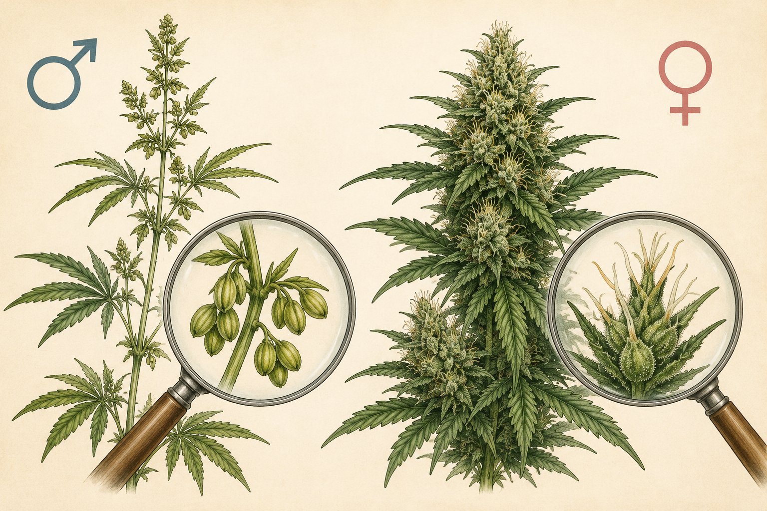 Reguläre Cannabissamen mit männlichen und weiblichen Pflanzen — natürliche Genetik für Zucht und Pheno-Hunting